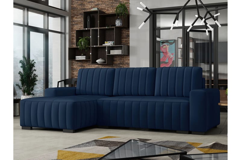 3:n ist Kulmasohva Vidin Vasen - Plyysi/Sininen - Huonekalut - Sohva - Vuodesohva