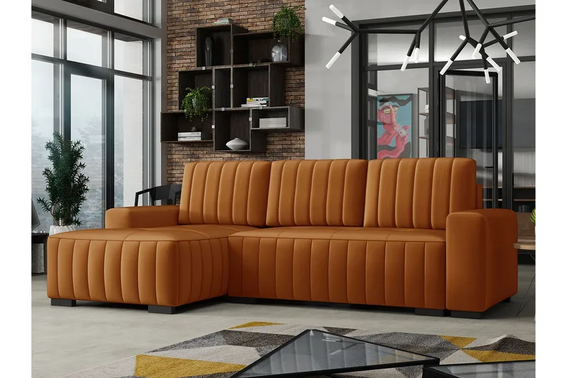 3:n ist Kulmasohva Vidin Vasen - Plyysi/Ruskea - Huonekalut - Sohva - Vuodesohva