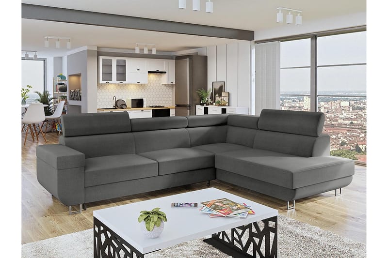 3:n ist Kulmavuodesohva - Harmaa - Huonekalut - Sohva - Vuodesohva