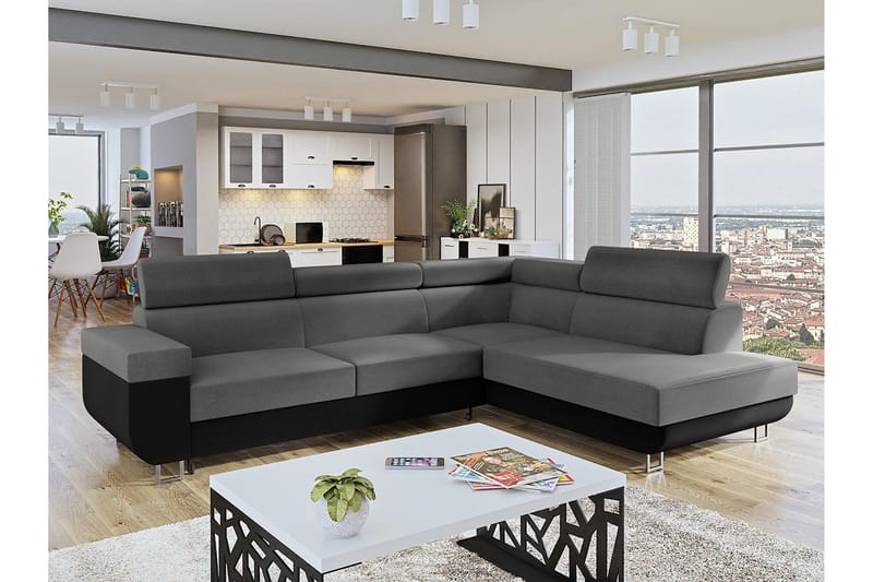 3:n ist Kulmavuodesohva - Harmaa - Huonekalut - Sohva - Vuodesohva