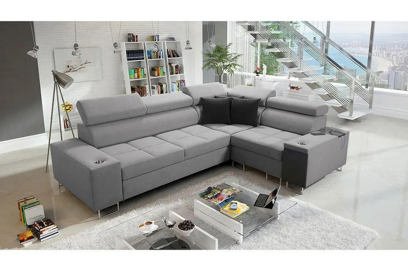 3:n ist Kulmavuodesohva Torretta Oikea - Vaaleanharmaa - Huonekalut - Sohva - Vuodesohva