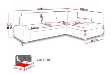 3:n ist Kulmavuodesohva - Vaaleanpunainen - Huonekalut - Sohva - Vuodesohva