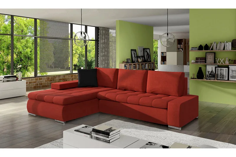 3:n ist Kulmavuodesohva - Punainen - Huonekalut - Sohva - Vuodesohva