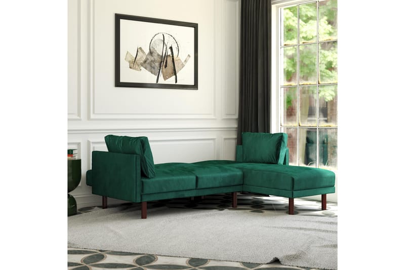 3:n ist Vuodesohva avopäädyllä Clair Sääd Sametti/Vihreä/Puu - Dorel Home - Huonekalut - Sohva - Vuodesohva