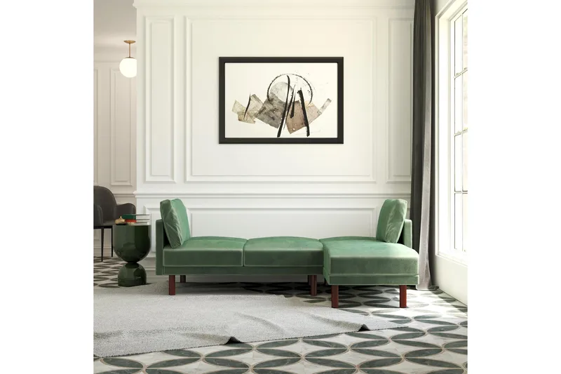 3:n ist Vuodesohva avopäädyllä Clair Sääd Sametti/Vihreä/Puu - Dorel Home - Huonekalut - Sohva - Vuodesohva