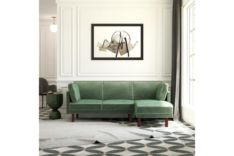 3:n ist Vuodesohva avopäädyllä Clair Sääd Sametti/Vihreä/Puu - Dorel Home - Huonekalut - Sohva - Vuodesohva
