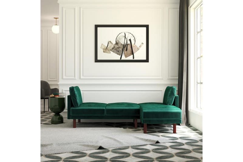 3:n ist Vuodesohva avopäädyllä Clair Sääd Sametti/Vihreä/Puu - Dorel Home - Huonekalut - Sohva - Vuodesohva