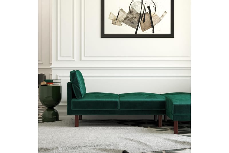 3:n ist Vuodesohva avopäädyllä Clair Sääd Sametti/Vihreä/Puu - Dorel Home - Huonekalut - Sohva - Vuodesohva