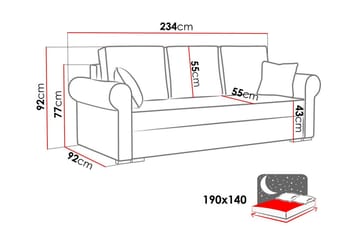 3:n ist Vuodesohva Denegal - Beige - Huonekalut - Sohva - Vuodesohva - 3 istuttava vuodesohva
