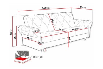 3:n ist Vuodesohva Denegal - Tummansininen - Huonekalut - Sohva - Vuodesohva - 3 istuttava vuodesohva