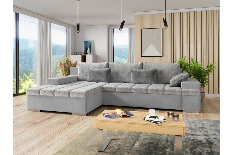 3:n ist Vuodesohva Divaanilla Consuelo Vasen ja Säilytys - Sametti/Harmaa - Huonekalut - Sohva - Vuodesohva