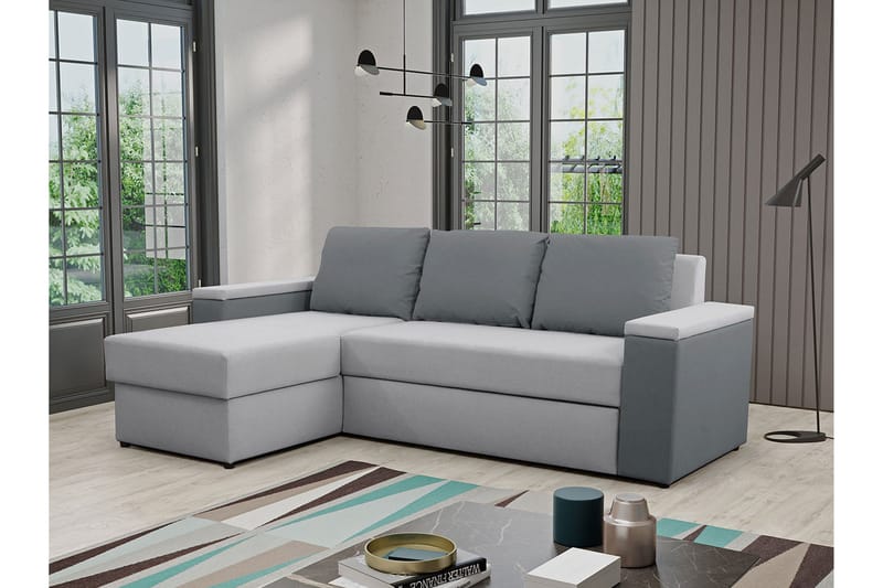 3:n ist Vuodesohva Divaanilla Herisa ja Säilytyksellä - Harmaa - Huonekalut - Sohva - Vuodesohva