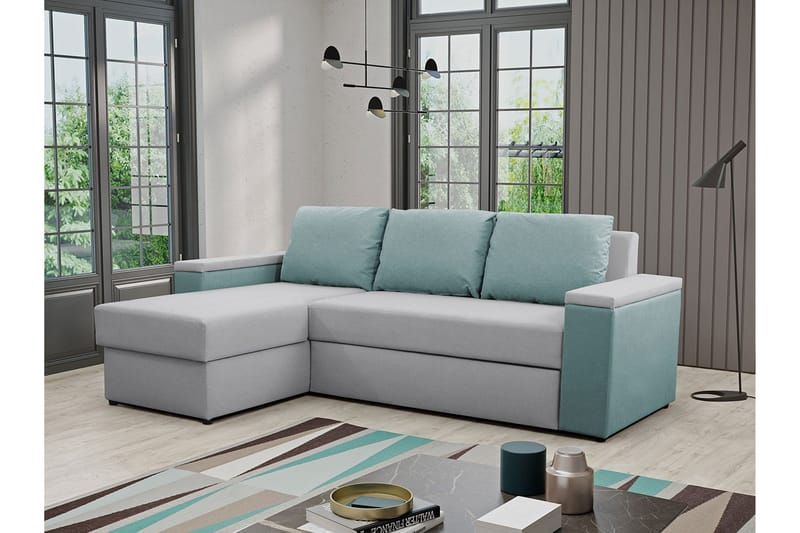 3:n ist Vuodesohva Divaanilla Herisa ja Säilytyksellä - Sininen/Harmaa - Huonekalut - Sohva - Vuodesohva