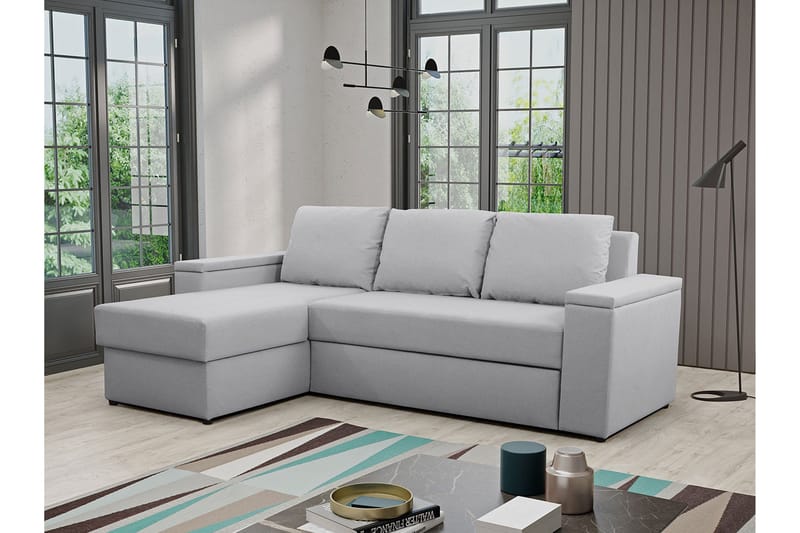 3:n ist Vuodesohva Divaanilla Herisa ja Säilytyksellä - Vaaleanharmaa - Huonekalut - Sohva - Vuodesohva