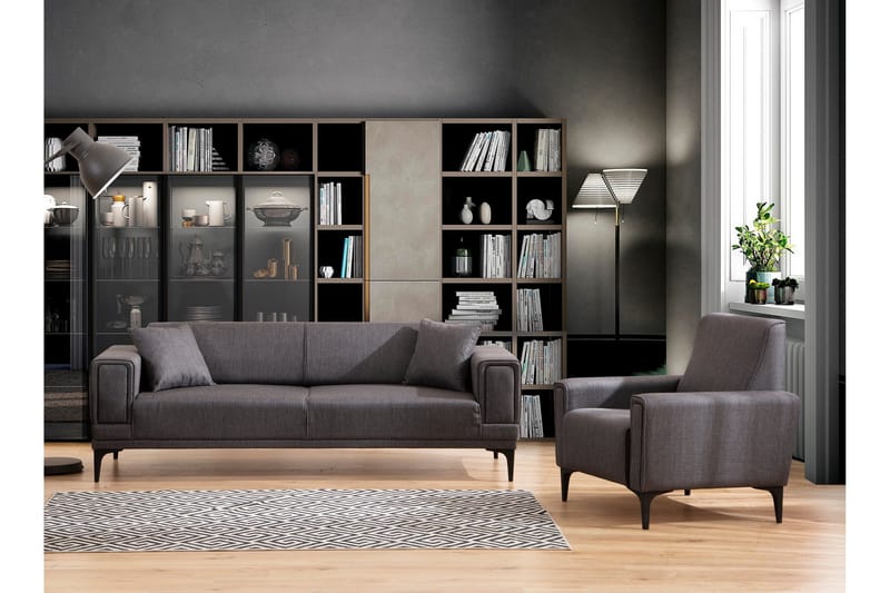 3:n ist Vuodesohva Naoko - Tummanharmaa - Huonekalut - Sohva - Vuodesohva - 3 istuttava vuodesohva