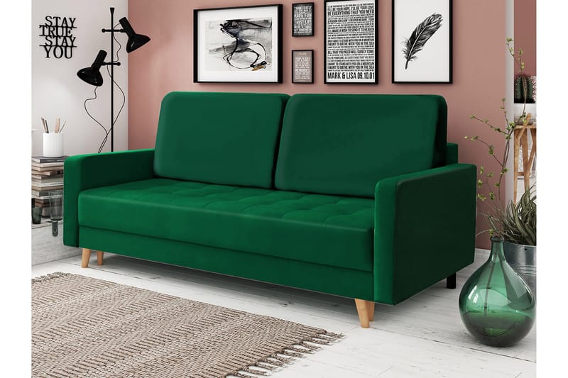 3:n ist Vuodesohva Nelas - Vihreä - Huonekalut - Sohva - Vuodesohva - 3 istuttava vuodesohva