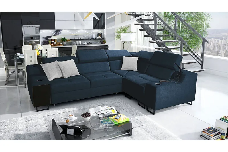 4 ist. Vuodesohva Oikea - Sininen - Huonekalut - Sohva - Vuodesohva