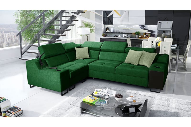 4 ist. Vuodesohva Vasen - Vihreä - Huonekalut - Sohva - Vuodesohva