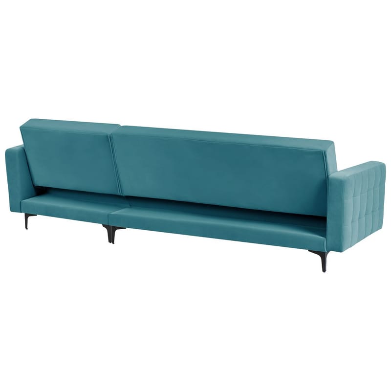 4-istuttava Kulmasohva Aberdeen - Merensininen, Musta/Vasenkätinen/Sametti - Huonekalut - Sohva - Vuodesohva