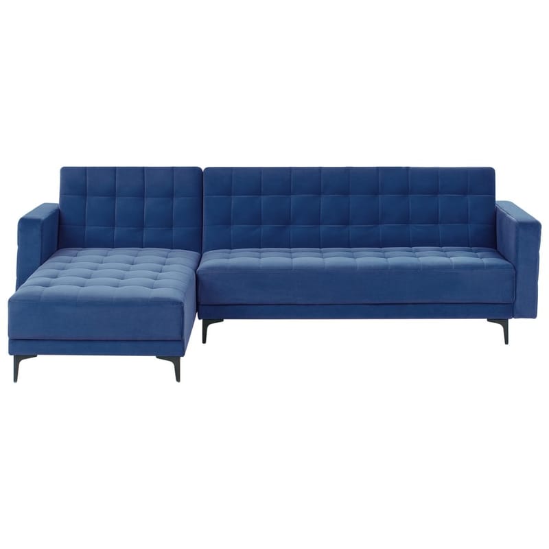4-istuttava Kulmasohva Aberdeen - Sininen, Musta/Oikeankätinen/Sametti - Huonekalut - Sohva - Vuodesohva