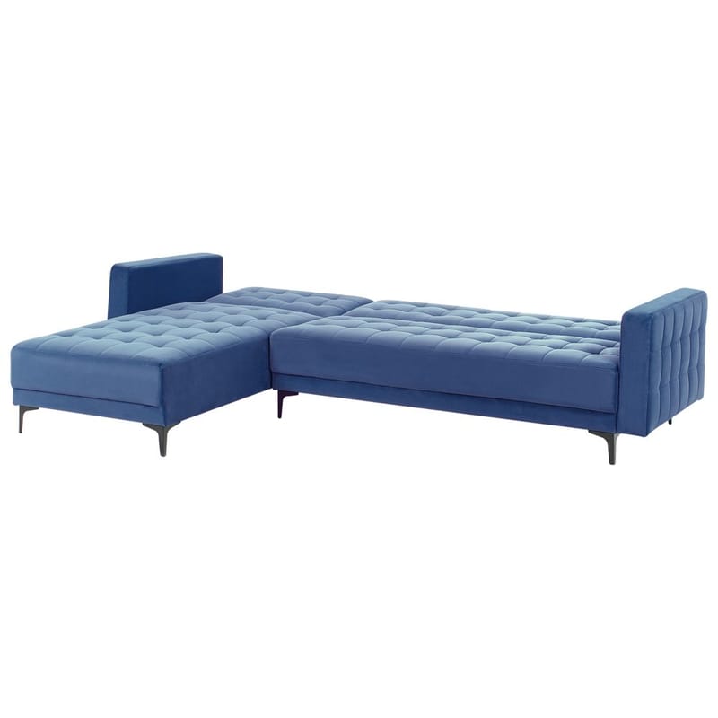 4-istuttava Kulmasohva Aberdeen - Sininen, Musta/Oikeankätinen/Sametti - Huonekalut - Sohva - Vuodesohva