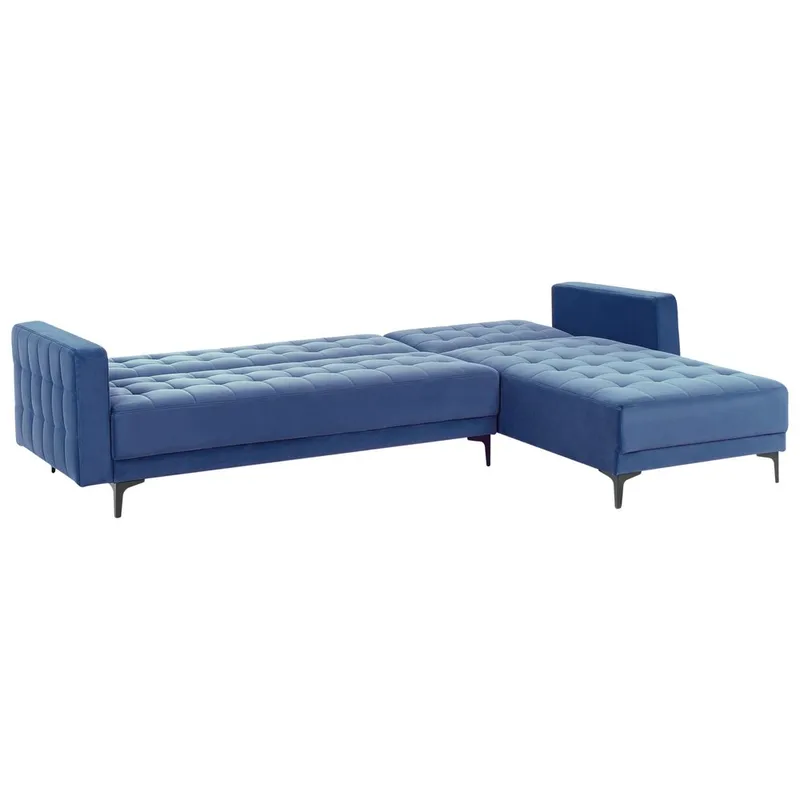 4-istuttava Kulmasohva Aberdeen - Sininen, Musta/Vasenpuoleinen/Sametti - Huonekalut - Sohva - Vuodesohva