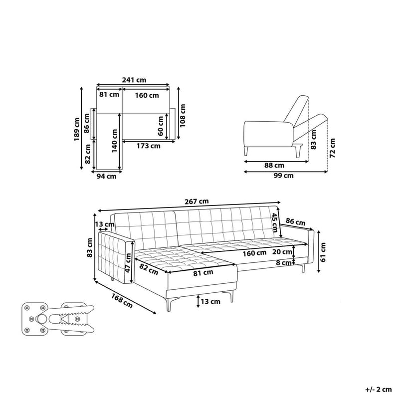 4-istuttava Kulmasohva Aberdeen - Pastellinroosa, Musta/Oikeakätinen/Sametti - Huonekalut - Sohva - Vuodesohva