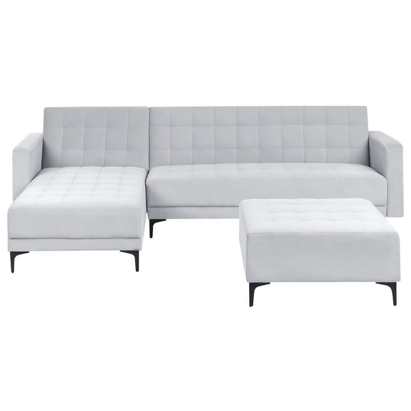 4-istuttava modulaarinen sohva Aberdeen, Vaaleanharmaa, musta/Oikeakätinen/Sametti