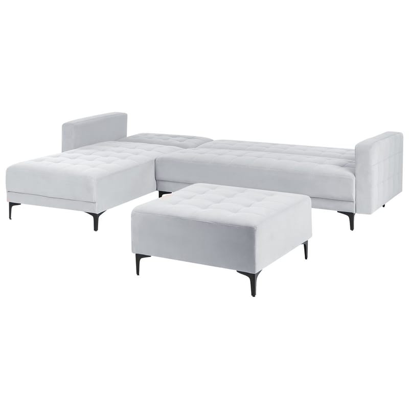 4-istuttava modulaarinen sohva Aberdeen - Vaaleanharmaa, musta/Oikeakätinen/Sametti - Huonekalut - Sohva - Moduulisohva - Moduulisohvakokonaisuus