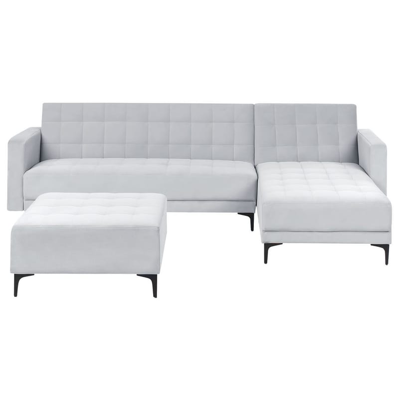 4-istuttava modulaarinen sohva Aberdeen, Vaaleanharmaa, musta/Vasenkätinen/Sametti