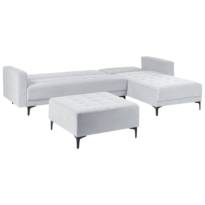 4-istuttava modulaarinen sohva Aberdeen - Vaaleanharmaa, musta/Vasenkätinen/Sametti - Huonekalut - Sohva - Moduulisohva - Moduulisohvakokonaisuus