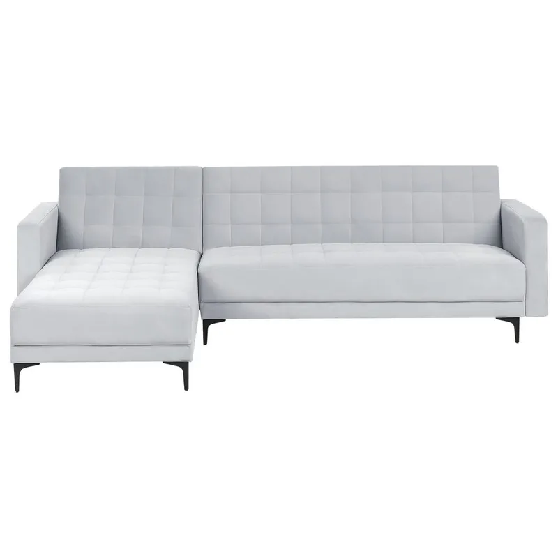 4-istuttava Vuodesohva Aberdeen, Vaaleanharmaa, musta/Oikeakätinen/Sametti