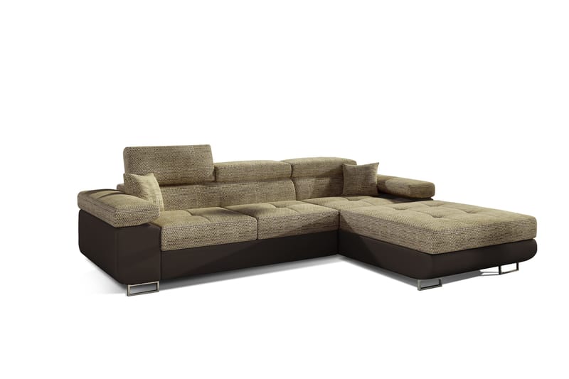 Vuodesohva Kelestin Divaanilla Oikea - Beige/Ruskea - Huonekalut - Sohva - Vuodesohva - 4 istuttava vuodesohva