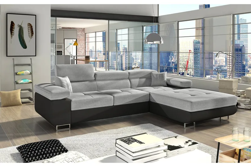 Vuodesohva Kelestin Divaanilla Oikea, Harmaa/Musta