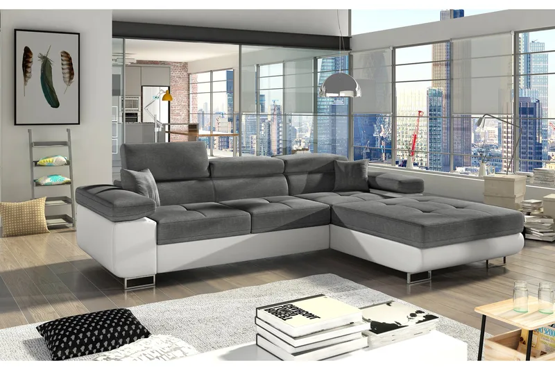 Vuodesohva Kelestin Divaanilla Oikea, Harmaa/Valkoinen