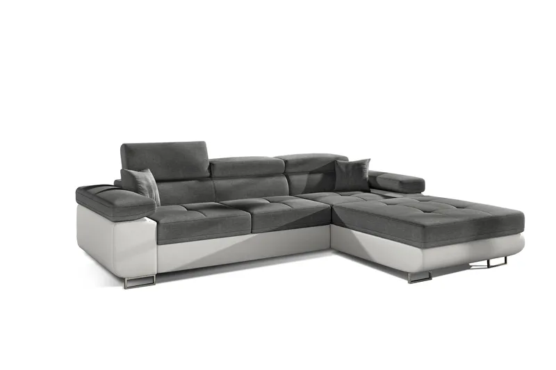 Vuodesohva Kelestin Divaanilla Oikea - Harmaa/Valkoinen - Huonekalut - Sohva - Vuodesohva - 4 istuttava vuodesohva