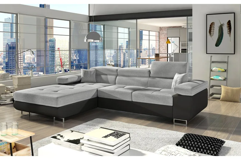 Vuodesohva Kelestin Divaanilla Vasen - Harmaa/Musta - Huonekalut - Sohva - Vuodesohva - Divaanivuodesohva