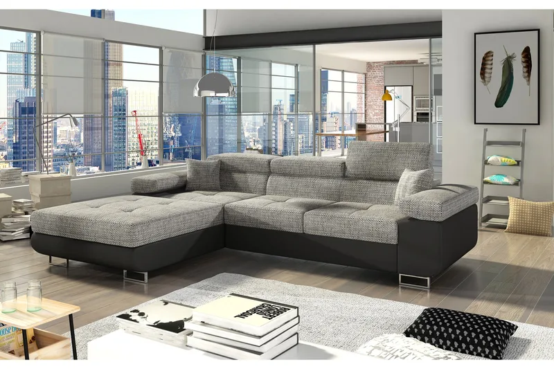 Vuodesohva Kelestin Divaanilla Vasen, Harmaa/Musta