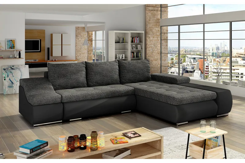 Vuodesohva Pacios divaanilla, Harmaa/Musta