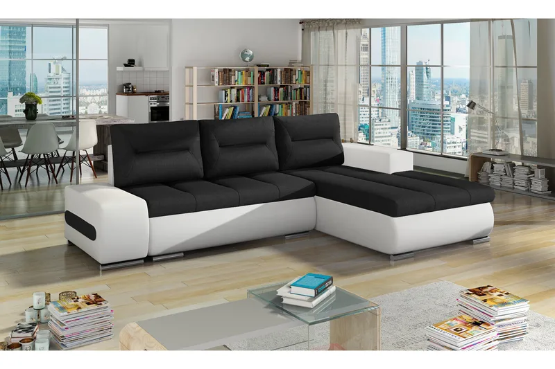 Vuodesohva Probaos divaanilla - Musta/Valkoinen - Huonekalut - Sohva - Vuodesohva - Divaanivuodesohva