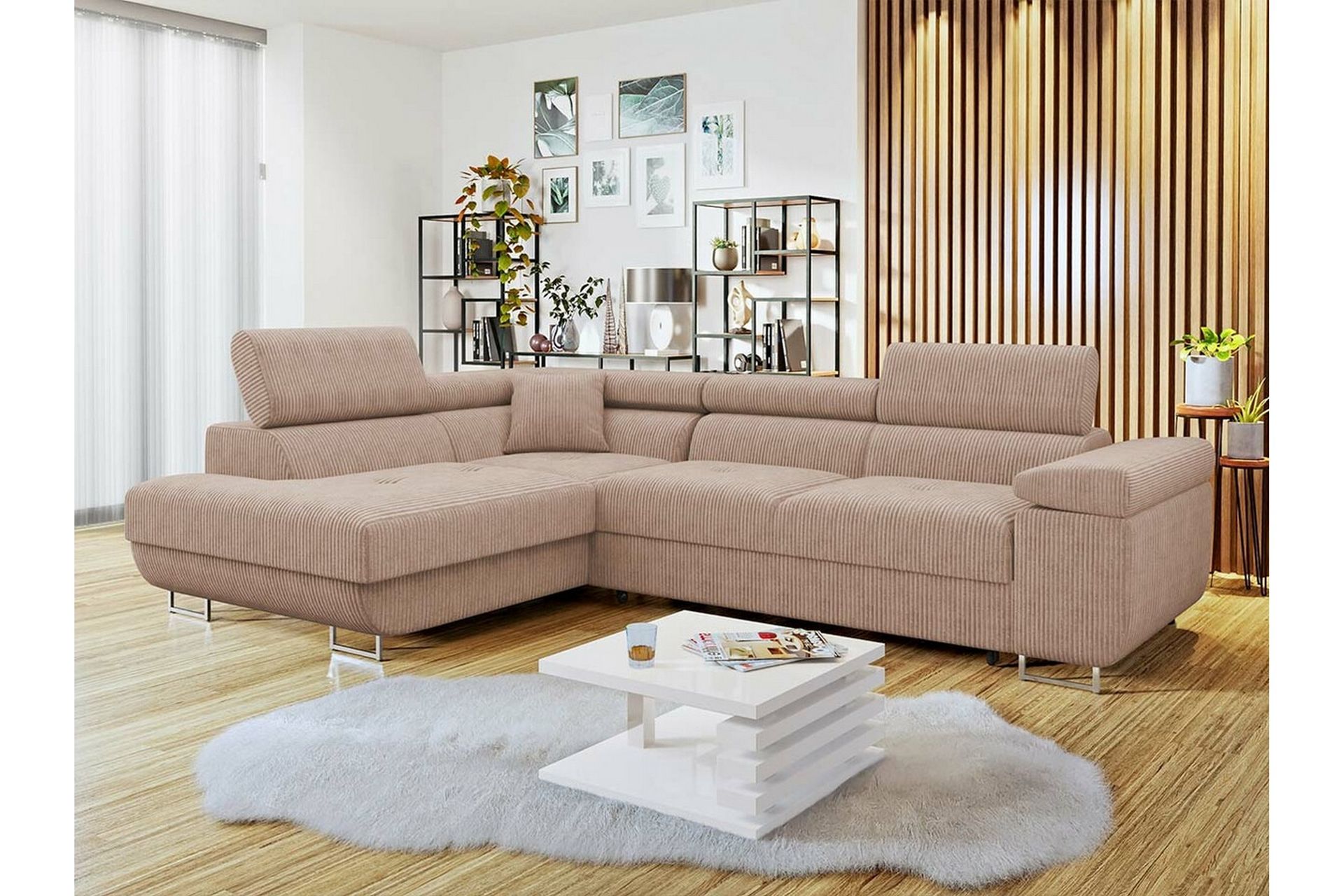 4:n ist Kulmasohva Kintore - Beige/Rosa - Huonekalut - Sohva - Vuodesohva