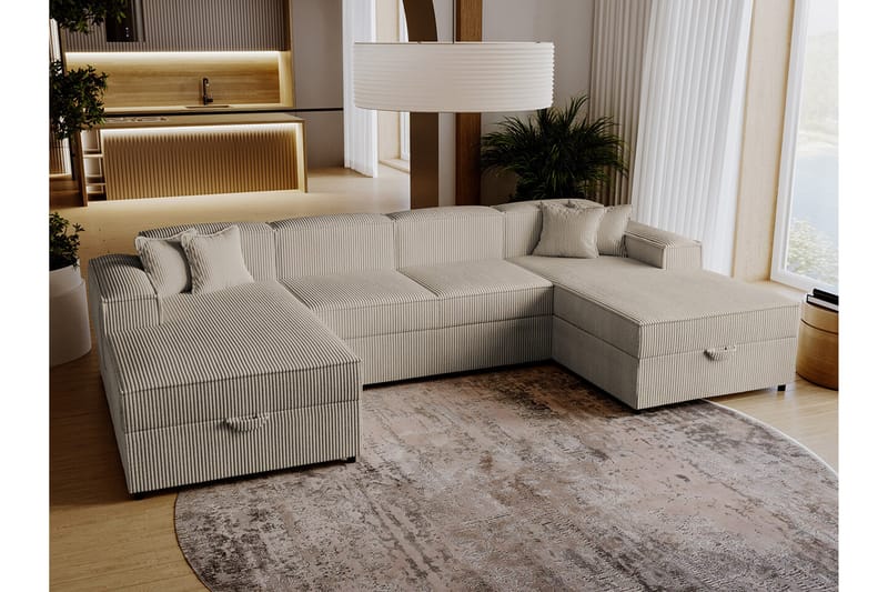 4:n ist Kulmasohva Knocklong - Beige - Huonekalut - Sohva - Vuodesohva