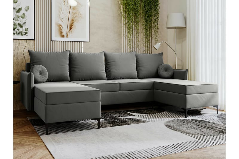 4:n ist Kulmasohva Knocklong - Harmaa - Huonekalut - Sohva - Vuodesohva
