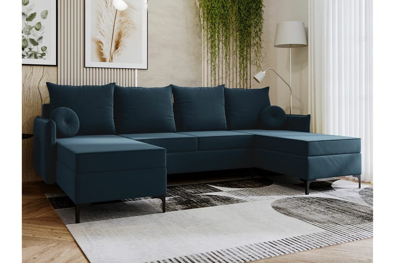 4:n ist Kulmasohva Knocklong - Sininen - Huonekalut - Sohva - Vuodesohva