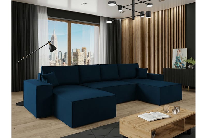 4:n ist Kulmasohva Knocklong - Sininen - Huonekalut - Sohva - Vuodesohva