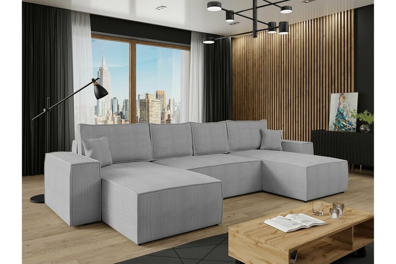 4:n ist Kulmasohva Knocklong - Vaaleanharmaa - Huonekalut - Sohva - Vuodesohva