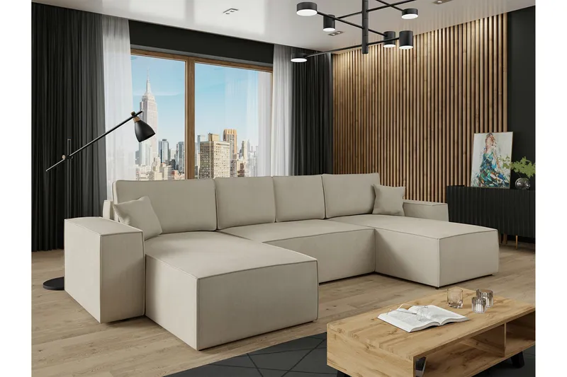 4:n ist Kulmasohva Knocklong - Vaaleanruskea - Huonekalut - Sohva - Vuodesohva