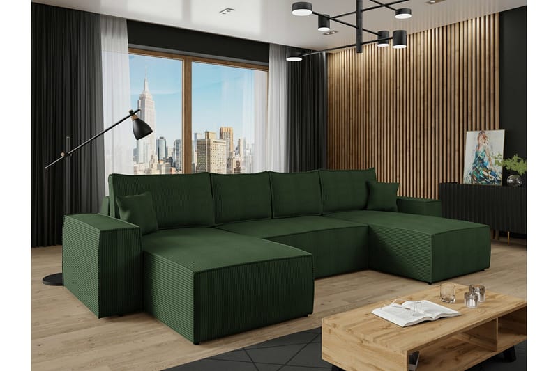 4:n ist Kulmasohva Knocklong - Vihreä - Huonekalut - Sohva - Vuodesohva