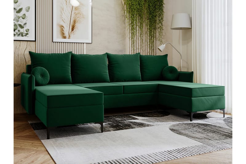 4:n ist Kulmasohva Knocklong - Vihreä - Huonekalut - Sohva - Vuodesohva