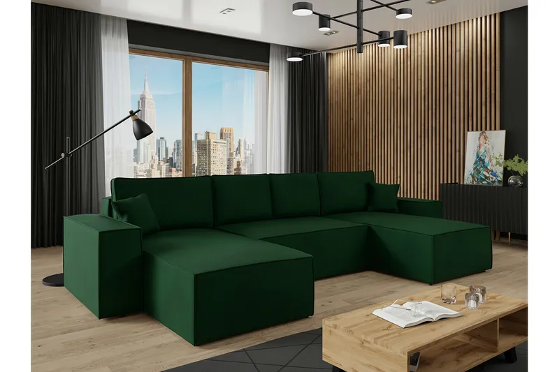 4:n ist Kulmasohva Knocklong - Vihreä - Huonekalut - Sohva - Vuodesohva